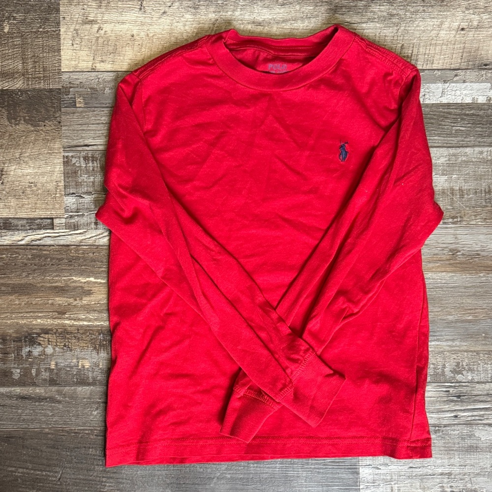 Red, Long Sleeve, Ralph Lauren Crew Neck. Boys size 6